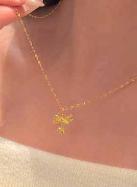 小红书爆款梦幻蝴蝶结星星吊坠项链女毛衣链配饰锁骨链