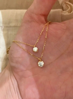 感简约项链饰品轻奢独特日系椭圆小钻项链饰品百搭可叠戴时尚