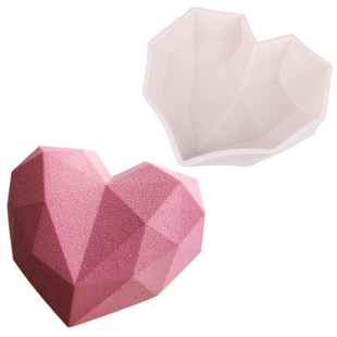 法式甜点钻石心慕斯巧克力蛋糕立体心形爱心情人节硅胶烘焙模具