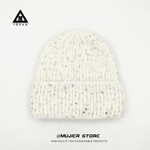 冰岛2025新款兔毛亮片针织帽