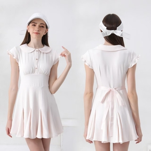 高尔夫女装连衣裙夏季薄款显瘦修身高腰长裙运动开花裙速干透气