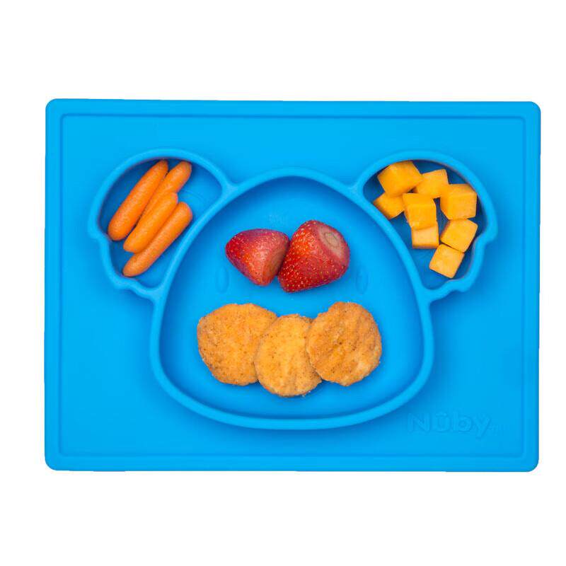 NUBY(努比)宝宝硅胶餐盘卡通吸盘分格一体式儿童学吃饭防摔辅食碗