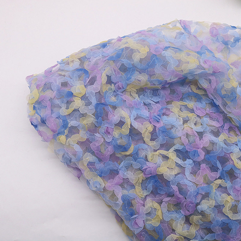 3D立体玫瑰盘花绣花彩虹