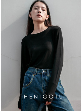 DOROTHY丨白色内搭叠穿长袖打底衫女圆领T恤秋冬新款显瘦灰色上衣