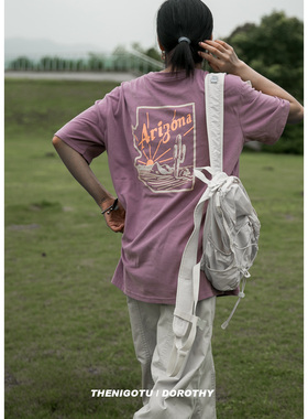 DOROTHY丨仙人掌印花中长款短袖T恤女2021新款夏宽松休闲圆领上衣