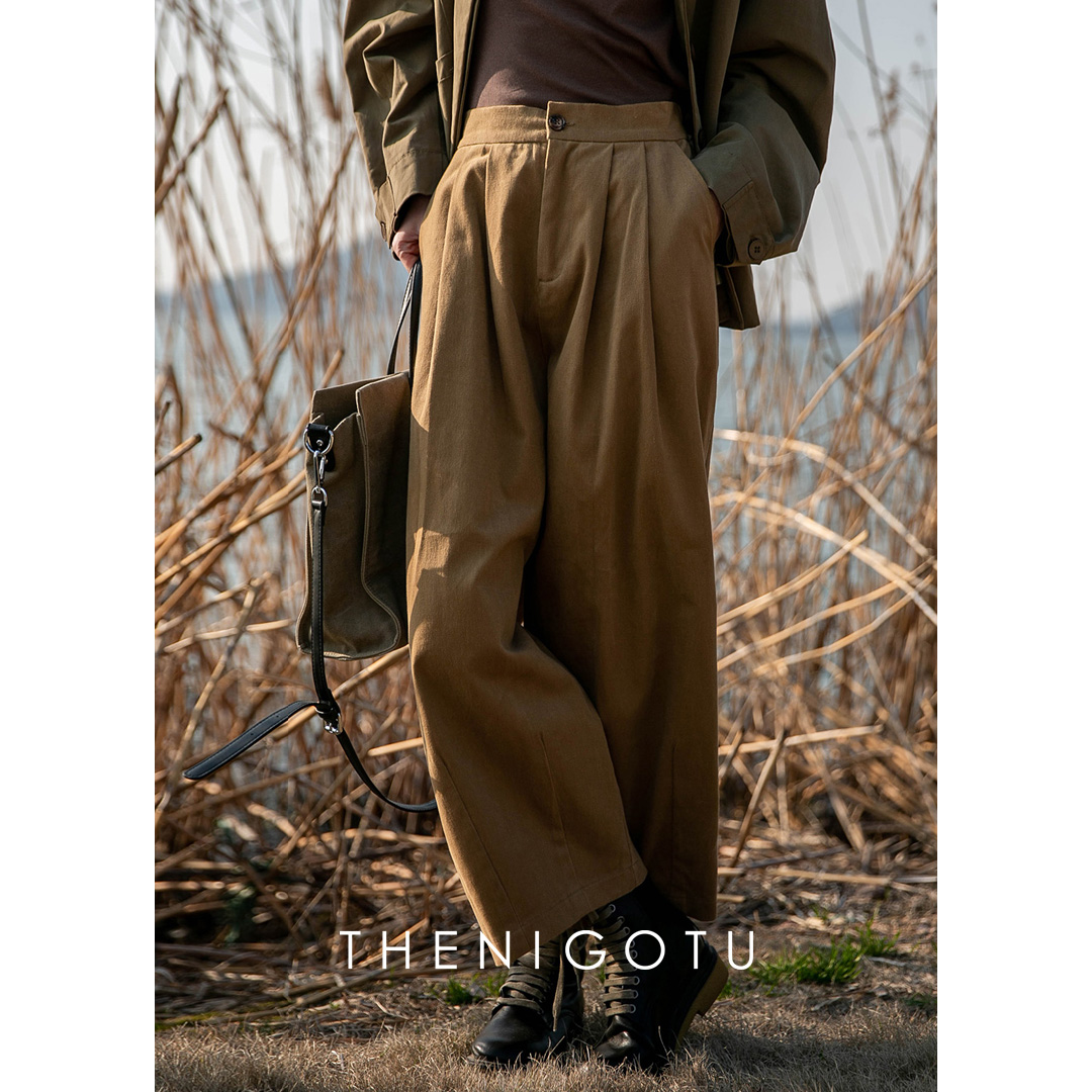 高腰日系宽松休闲萝卜裤