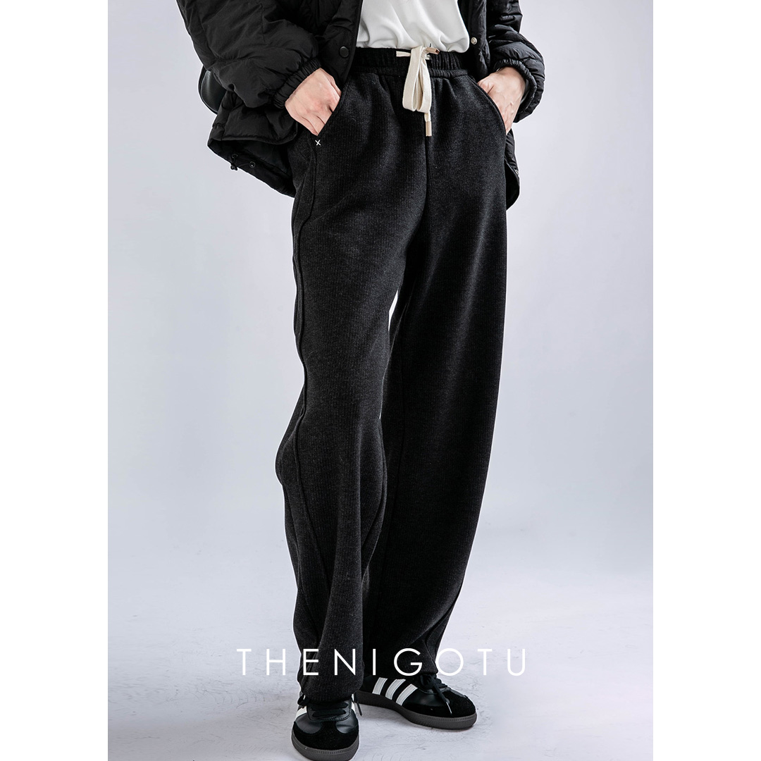 加绒加厚保暖长裤直筒休闲裤