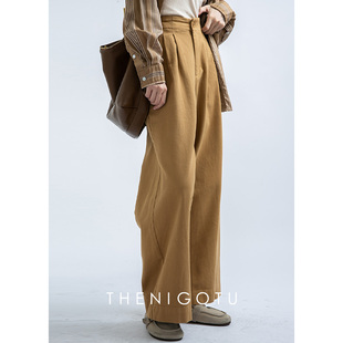 DOROTHY丨宽松高腰阔腿休闲裤女2024新款秋冬设计款通勤直筒长裤