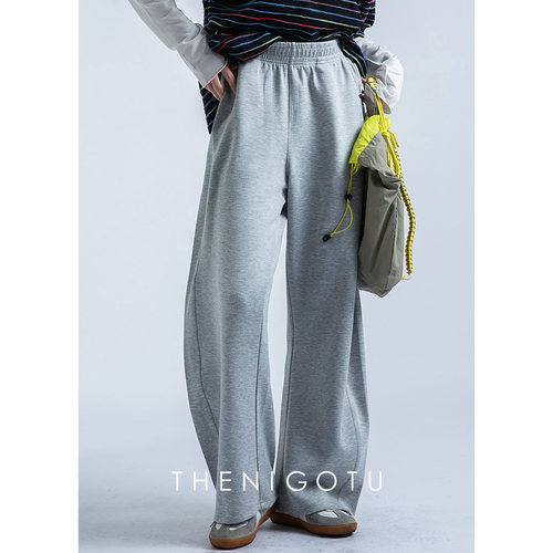 DOROTHY丨直筒休闲卫裤女弯刀裤宽松高腰春秋大码运动阔腿长裤子