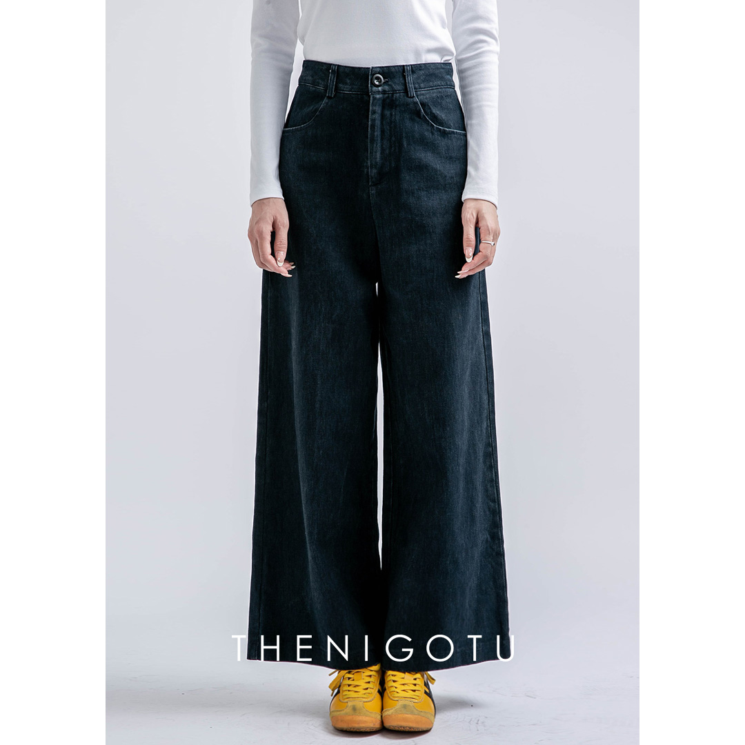 高腰棉质宽松长裤阔腿休闲裤