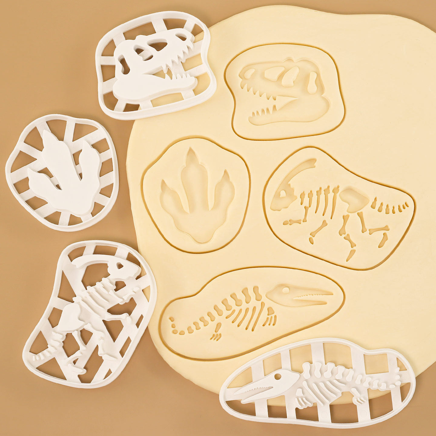 新款塑料恐龙头像化石印章磨具白色压花工具侏罗纪恐龙印章模具