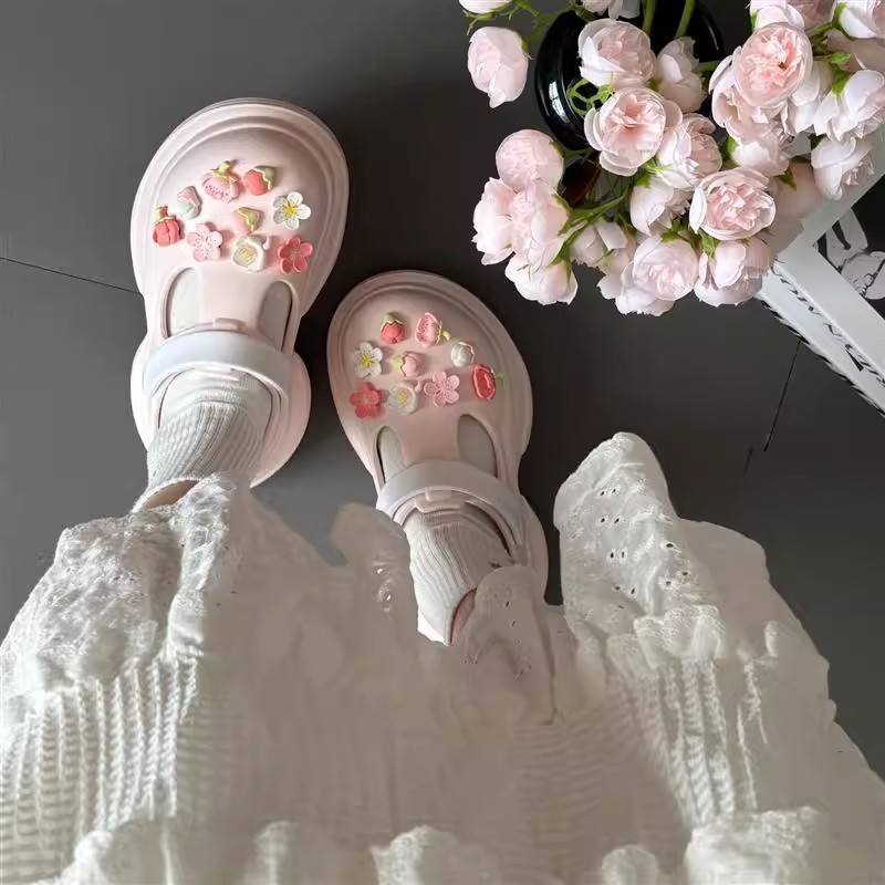 增高7cm洞洞鞋夏季女厚底踩屎感eva拖鞋外穿防滑软底沙滩包头