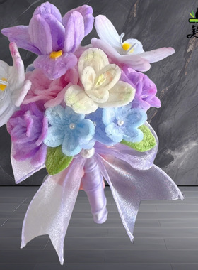 扭棒迷你小束di材料包成品莎头手捧朋520日礼扭花y自制花送友生物