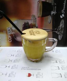 定制杯盖logo竹盖刻字塑料盖印字带盖把柄杯杯耐热玻璃咖啡杯水杯