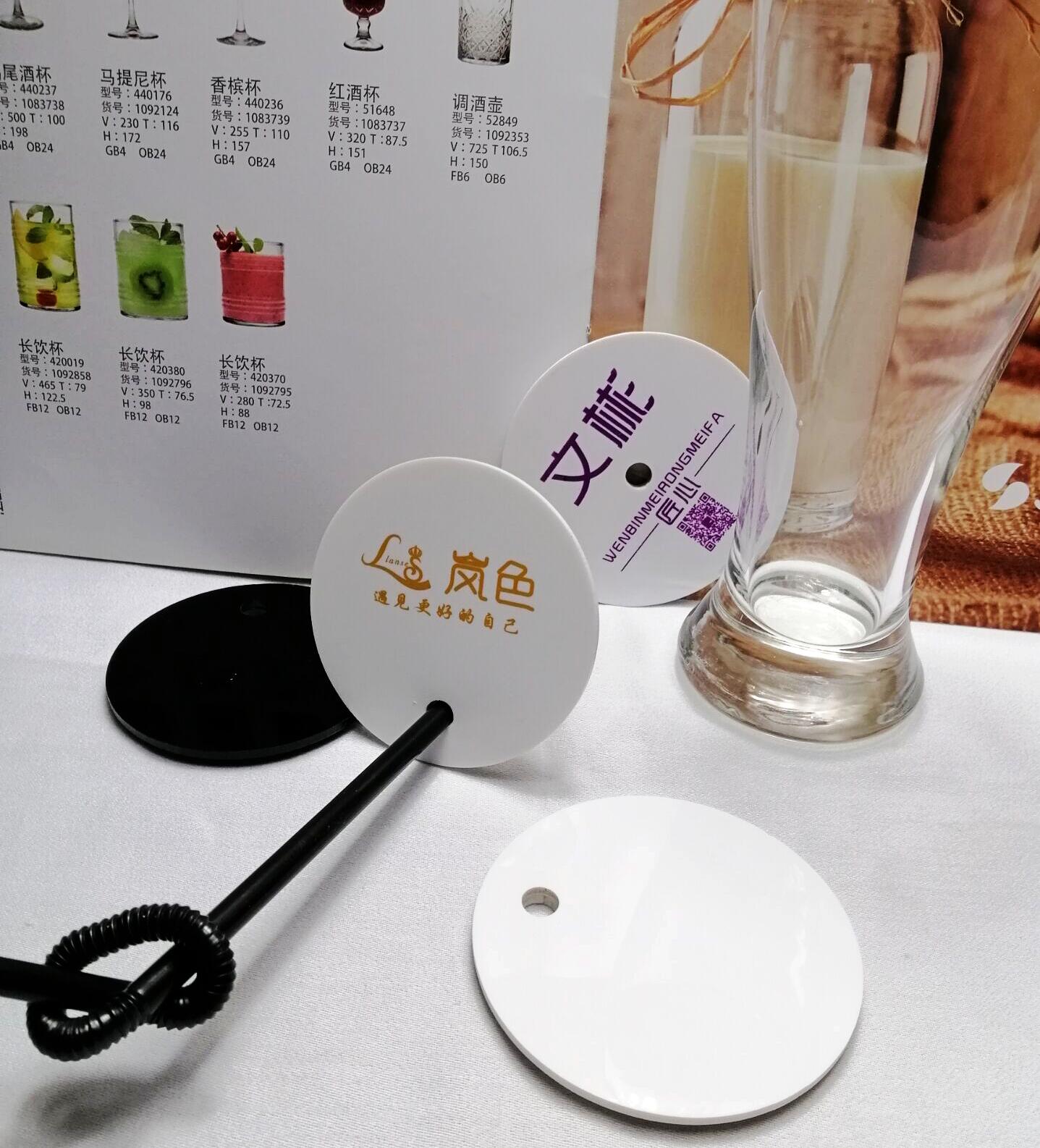 亚克力塑料盖子定制LOGO美发容店玻璃水杯盖马克杯竹盖加工刻字