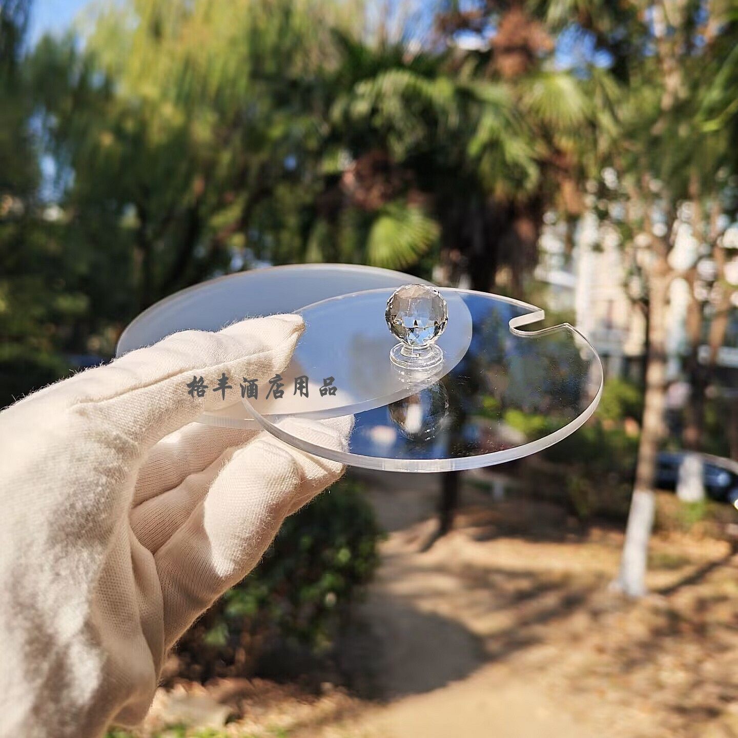 趣单通用玻璃杯防尘杯盖有勺孔