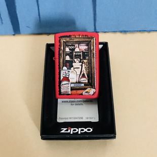 a出三Zippo打火机 14年回忆经典红哑漆彩印历代油瓶233-001135