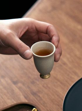 一条紫砂茶杯原矿段白泥杯子高脚杯口杯品茗杯功夫茶具宜兴纯手工