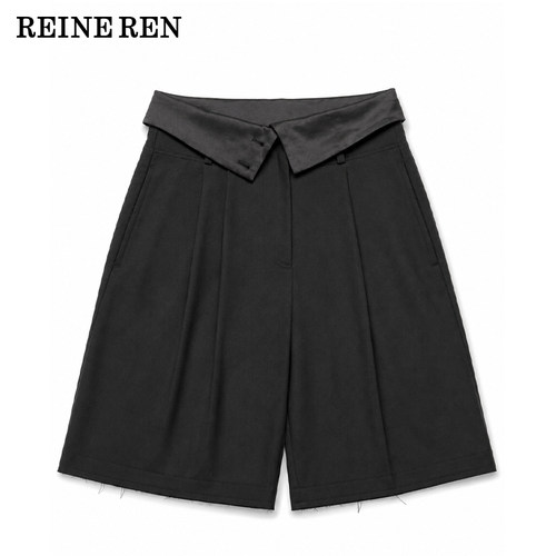 【佳雪佳敏直播精选】REINEREN任茜2026秋冬新款墨影黑翻腰五分裤