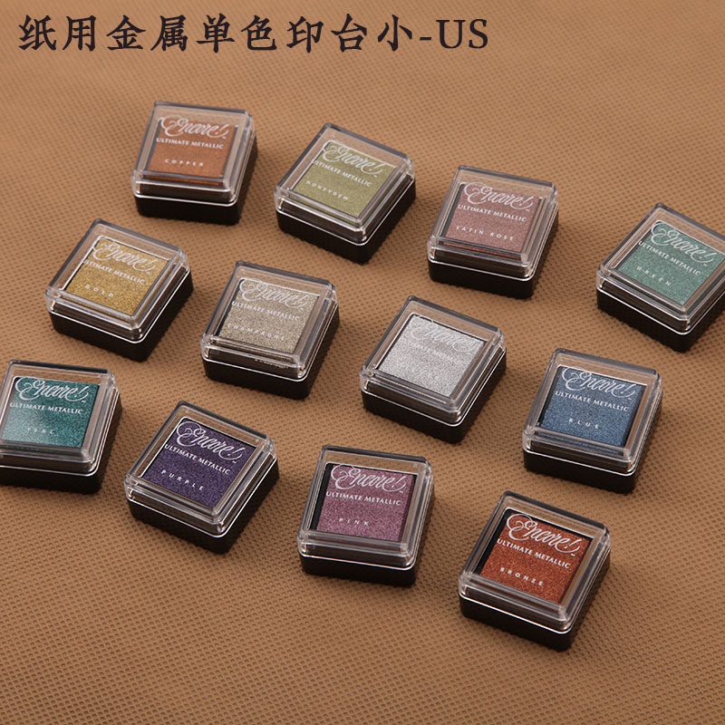 正品 us纸用金属单色小印台日本进口月猫encore 橡皮章油性印泥