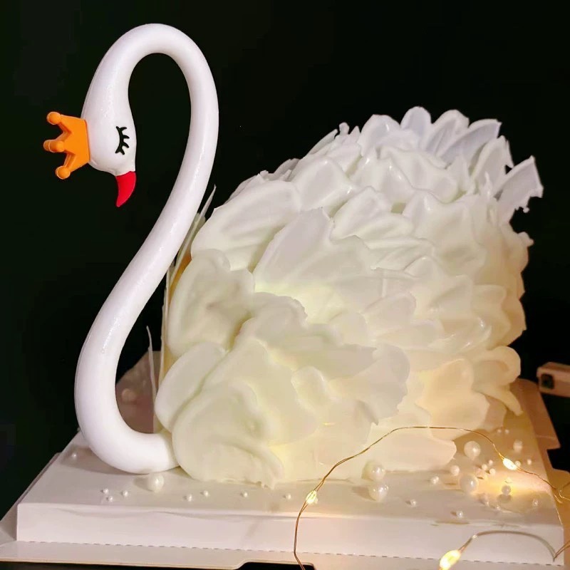 巧克力白天鹅蛋糕装饰插件黑脖子羽毛配件情人节烘焙创意成品摆件
