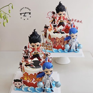 爆款 哪吒蛋糕装 饰摆件敖丙魔童三太子混天绫我命由我不由天 包邮