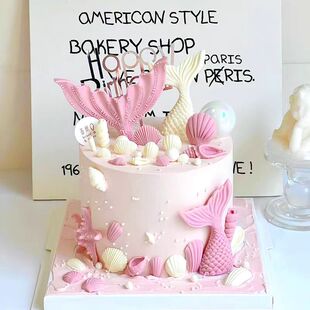 饰海星贝壳海螺美人鱼尾diy巧克力翻糖蛋糕模 海洋硅胶模具蛋糕装