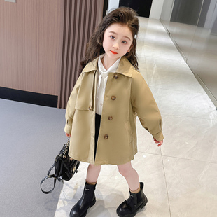 女宝宝秋季 女童风衣外套春秋款 中长款 洋气儿童秋装 英伦风 2025新款