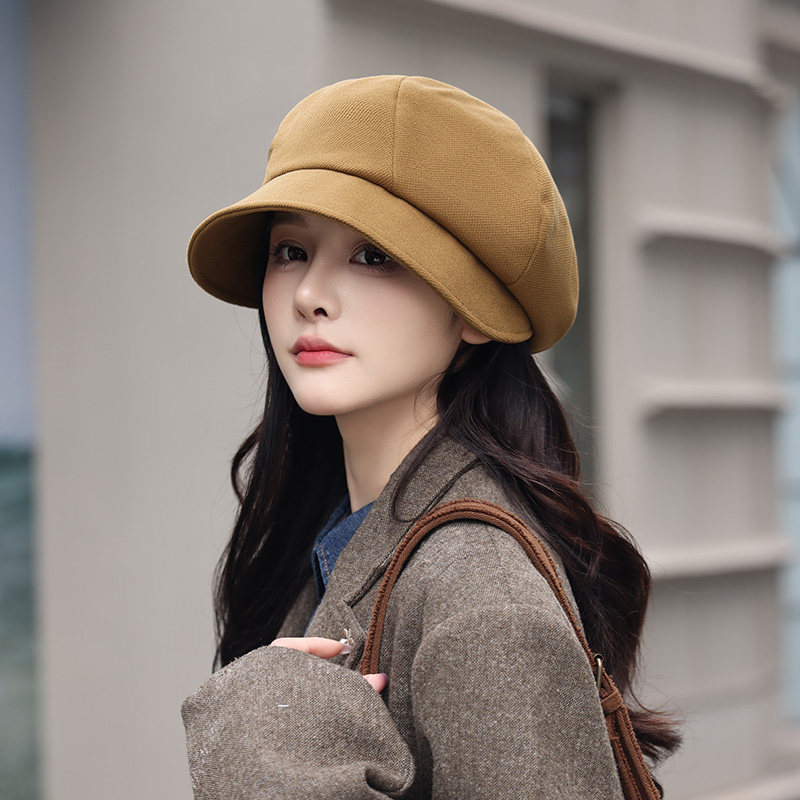 韩系ins风素颜鸭舌帽子女款2026新款时尚洋气八角帽显脸小报童帽