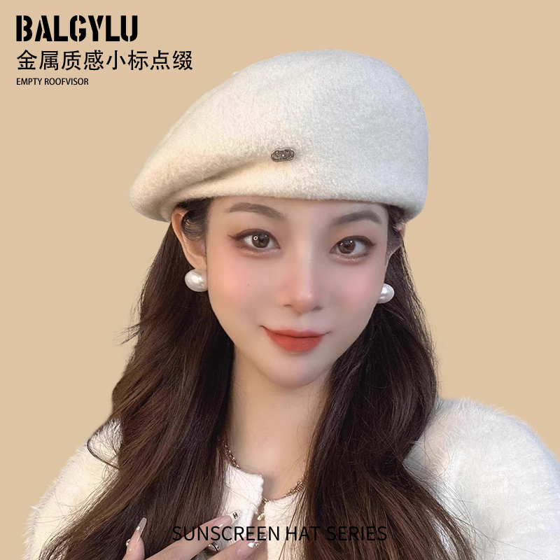 2025新款英伦复古褶皱定型贝雷帽子女秋冬季时尚百搭显脸小画家帽