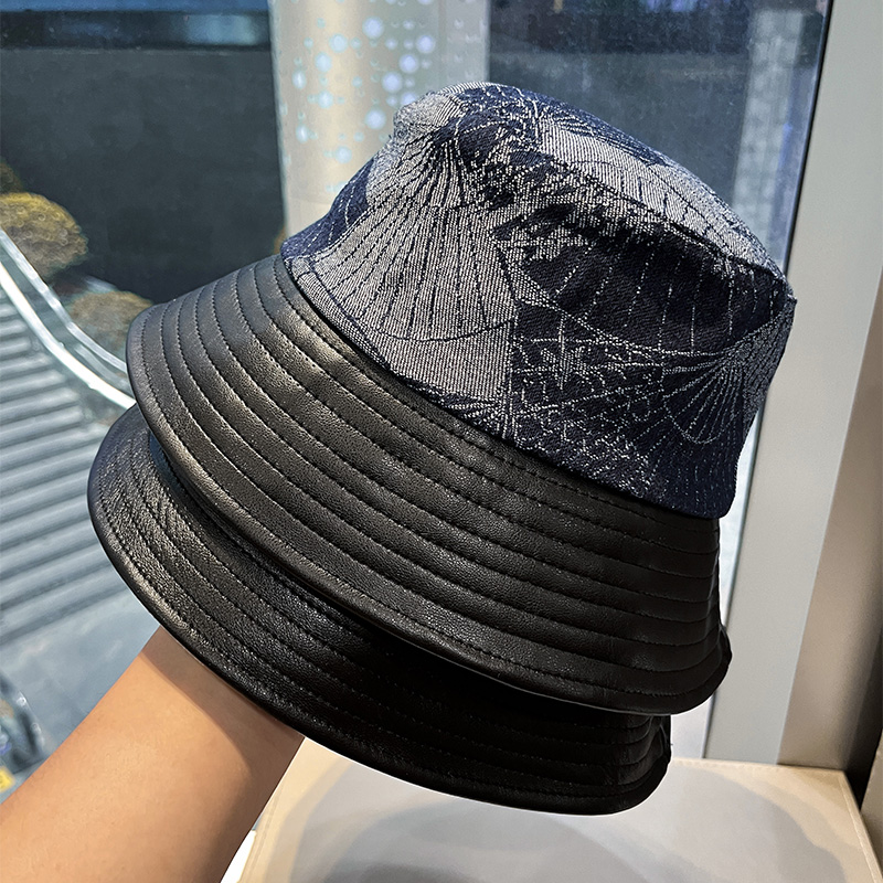 国风提花渔夫帽女春秋气质水桶帽