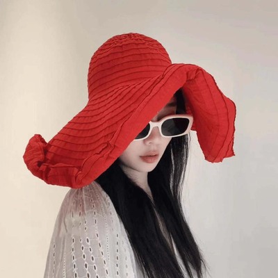 夏季遮阳帽女超大帽檐可折叠