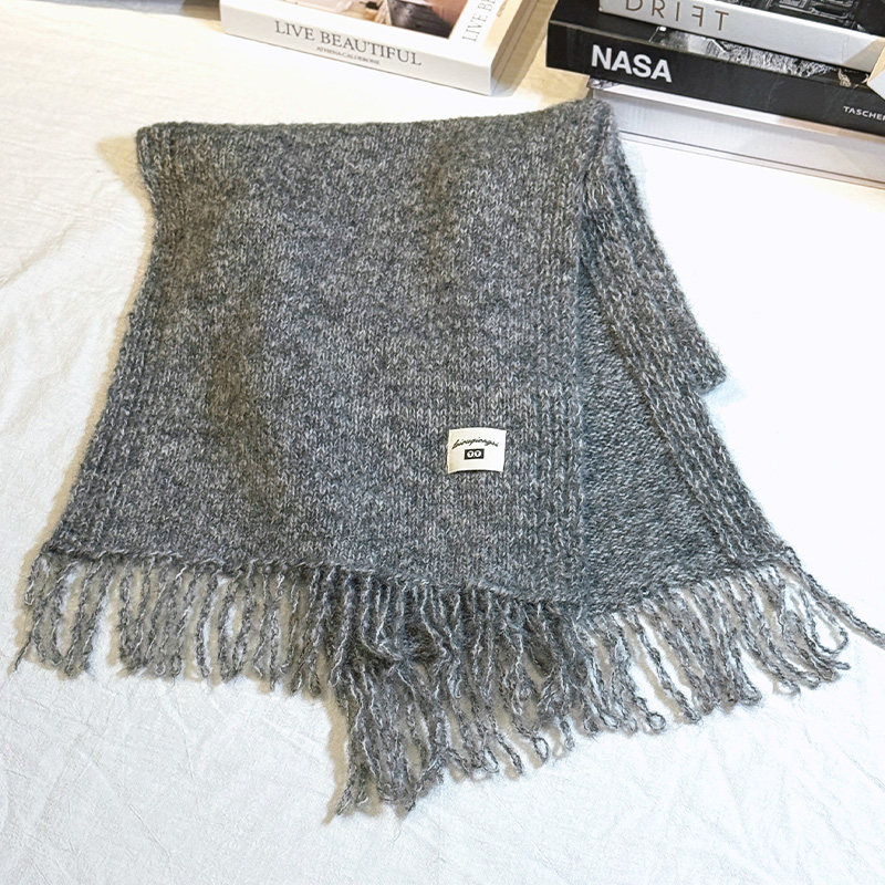 灰色流苏围巾女款2025新款韩版简约纯色学生情侣披肩加厚保暖外搭