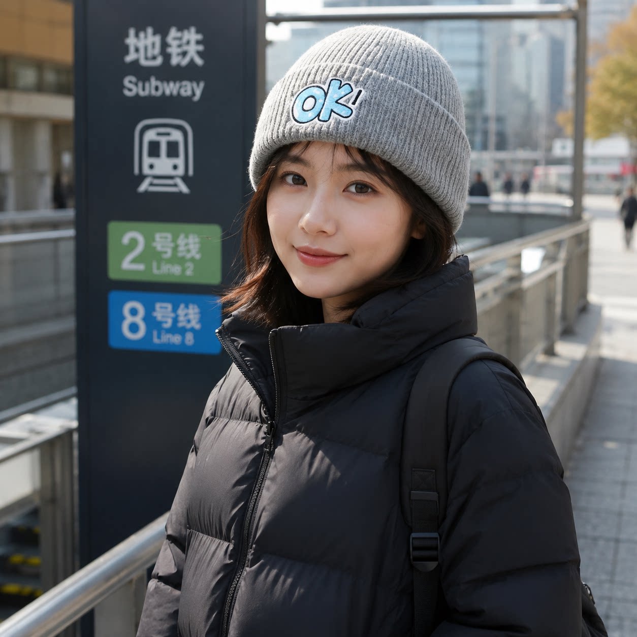 韩系ok字母刺绣毛线帽男女秋冬季加厚保暖套头帽东北针织护耳帽子