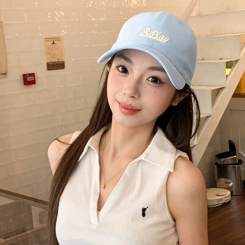 新款蓝色小清新棒球帽女春夏百搭