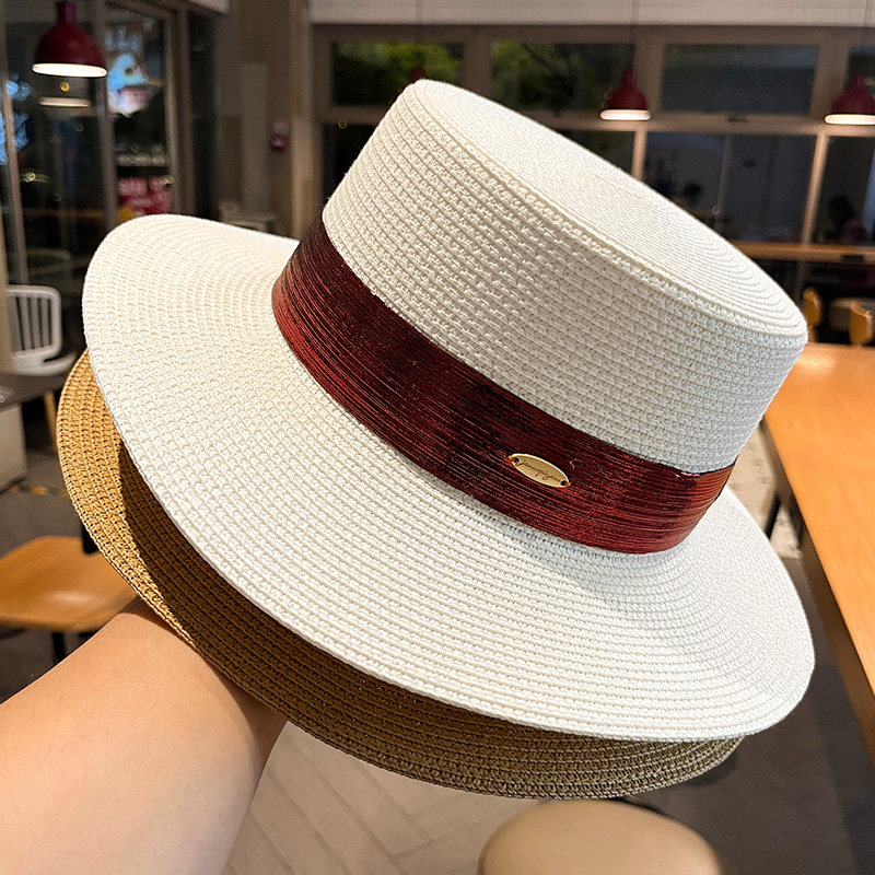 韩系时尚轻奢风草编平顶礼帽女2026春夏新款大檐防晒透气遮阳草帽,服饰配件/皮带/帽子/围巾,帽子,淘宝优惠券,粉丝福利购,淘宝优惠卷