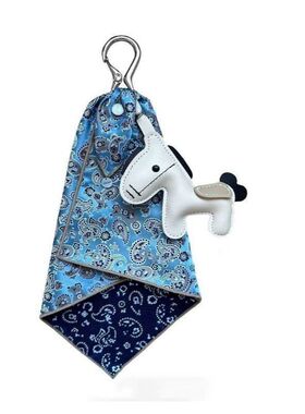 Diz Lab原创设计质感皮革小马提花方巾包包挂件钥匙扣