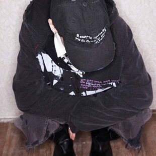 RICHILL MELANCHOLY 25SS 俄文吸血鬼刺绣水洗破坏鸭舌帽弯沿帽子