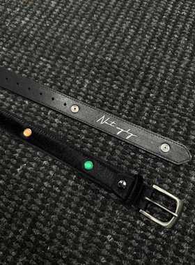 NOT UGLY 24ss宝石马毛真皮烫银做旧搭扣腰带皮带gemstone belt