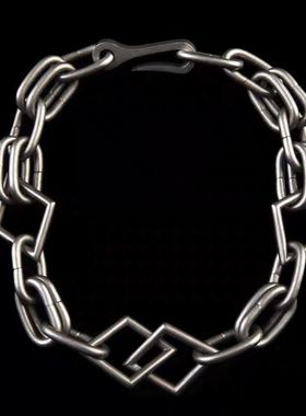 小众朋克风银色双环菱形项链