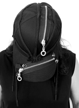 INSIDE OUT 新款暗黑潮流先锋小众原创高街嘻哈辫黑色鸭舌帽帽子