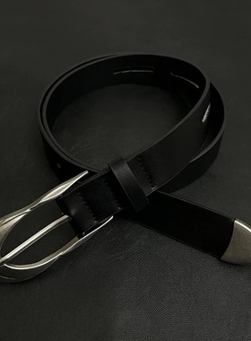 Direction of Light异型匕首小众做旧镀银皮带cleanfit黑色腰带