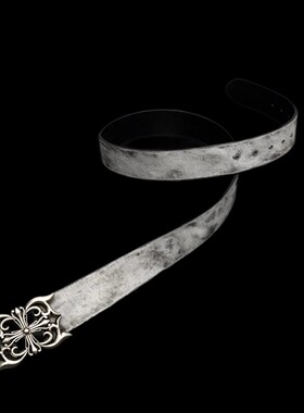 VOWPROGRESS黑蜡灰霜蝴蝶雕花植鞣牛皮皮带VINTAGE/1of1自然褪色