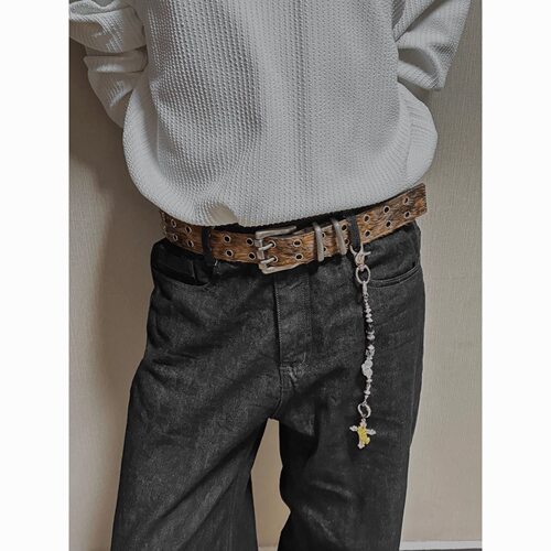 美拉德马毛牛皮腰带小众街头