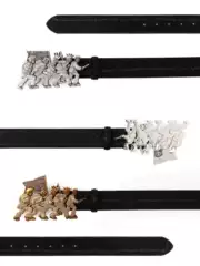 Haruki Murakami 25 Autumn/Winter New Full Rhinestone Mohawk Warrior Belt Leather Belt with Rhinestone Inlaid Metal Buckle