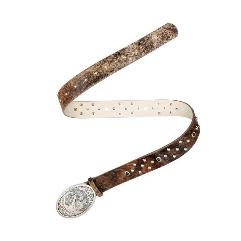 复古进口头层马毛龙虎皮带