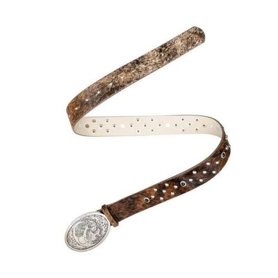 复古进口头层马毛龙虎皮带