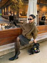 INSIST时尚洋气立领毛呢短款外套6604