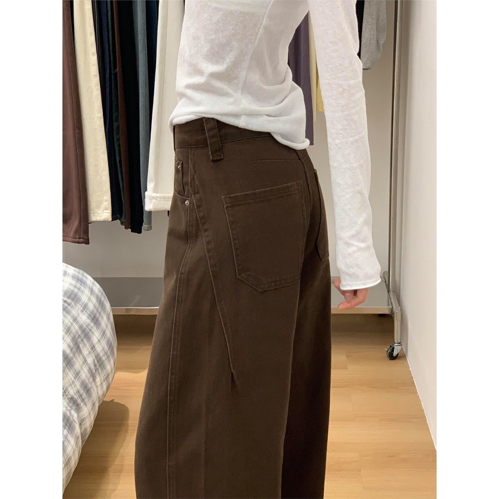 咖色阔腿牛仔裤女秋季新款胖妹妹梨型身材mm高腰宽松显瘦弯刀裤子,女装/女士精品,大码裤装,淘宝优惠券,粉丝福利购,淘宝优惠卷