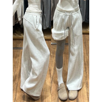 白灰色运动卫裤女秋冬202